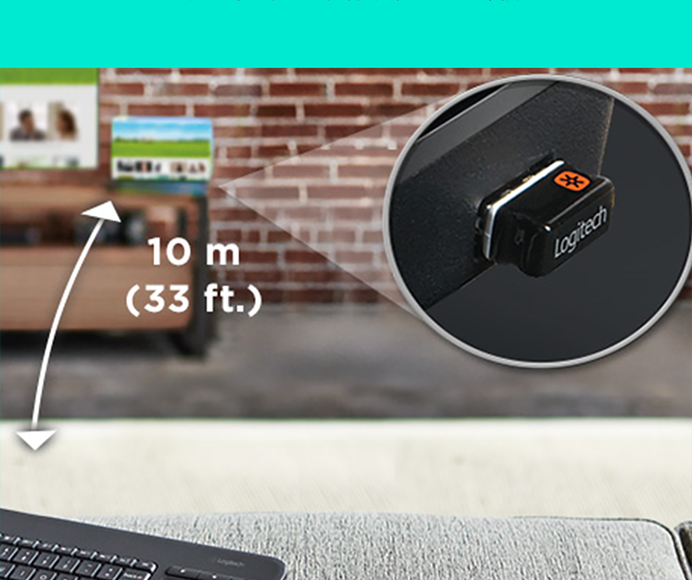 罗技（Logitech）K400Plus安卓智能电视键盘 电脑笔记本智能触摸面板无线触控键盘 带优联 黑色