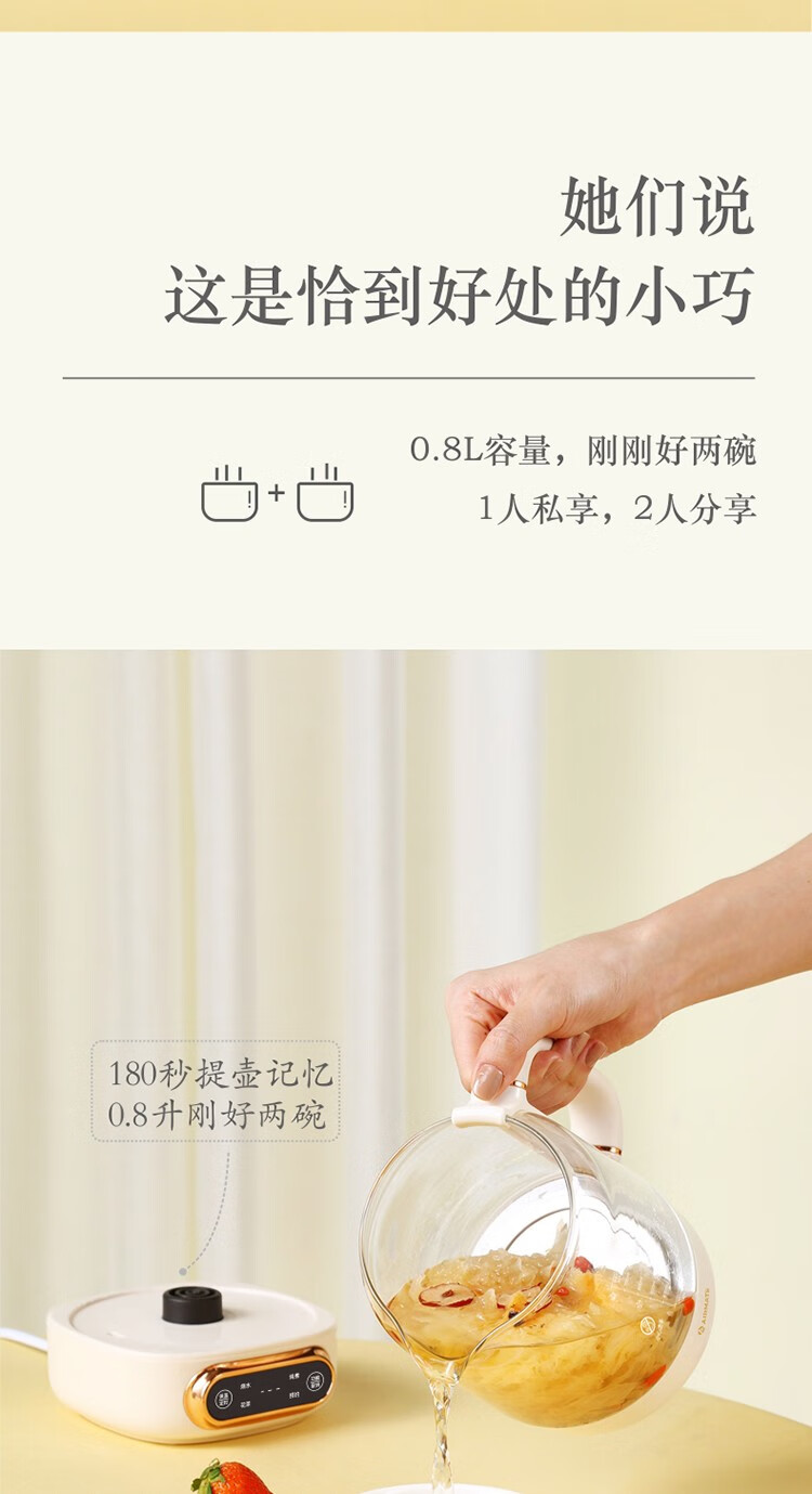 艾美特（AIRMATE）简约派养生壶电水壶办公室便携水壶 CS0608