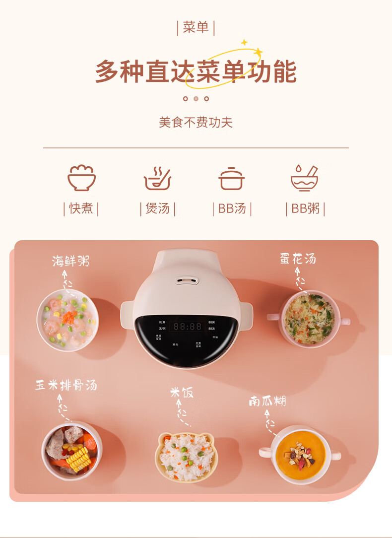 臻米（ZHENMI）一人食多功能迷你智能宿舍小型电饭锅臻米迷你电饭煲 ZMFB-201【米白色1.5L】