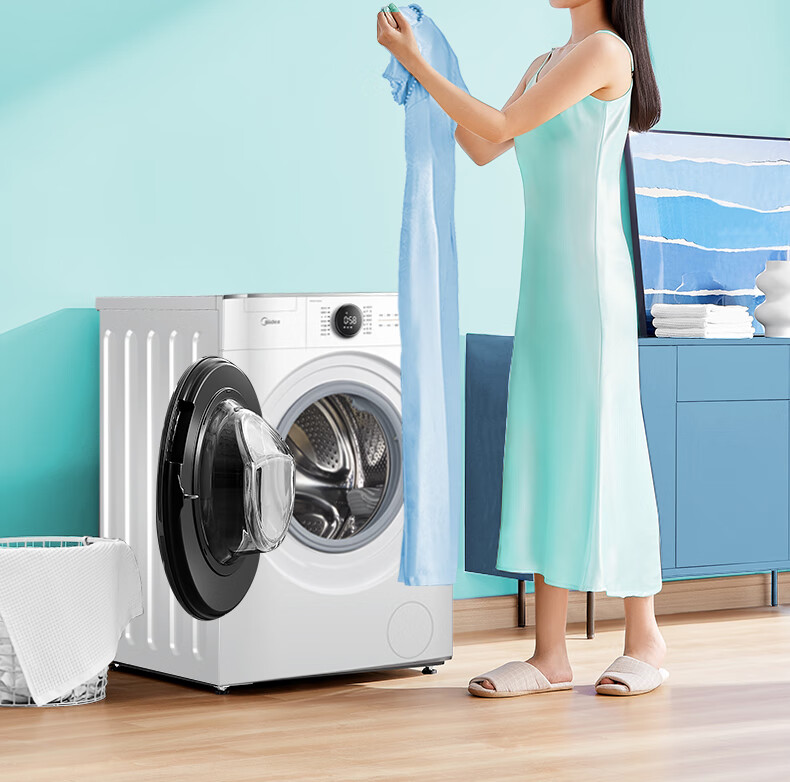美的 (Midea)滚筒洗衣机全自动 10公斤变频直驱 真丝柔洗 京东小家 初见系列 MG100V70WD5