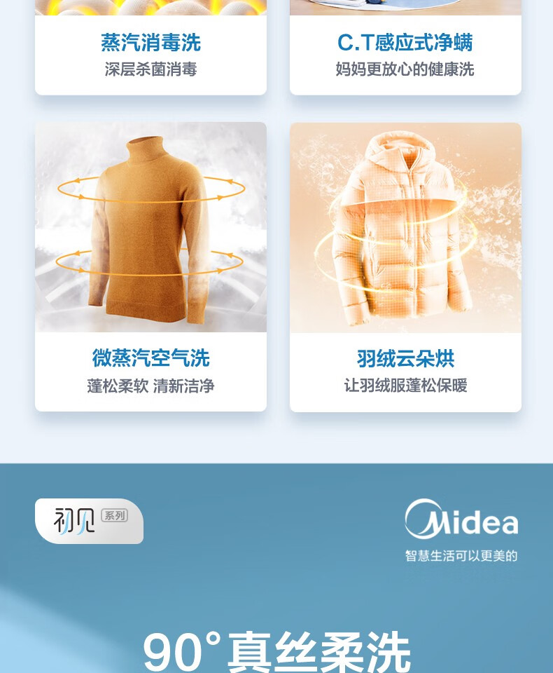 美的（Midea）洗衣机全自动洗烘一体 直驱变频羽绒服酒店商用洗衣机 MD100VT707WDY