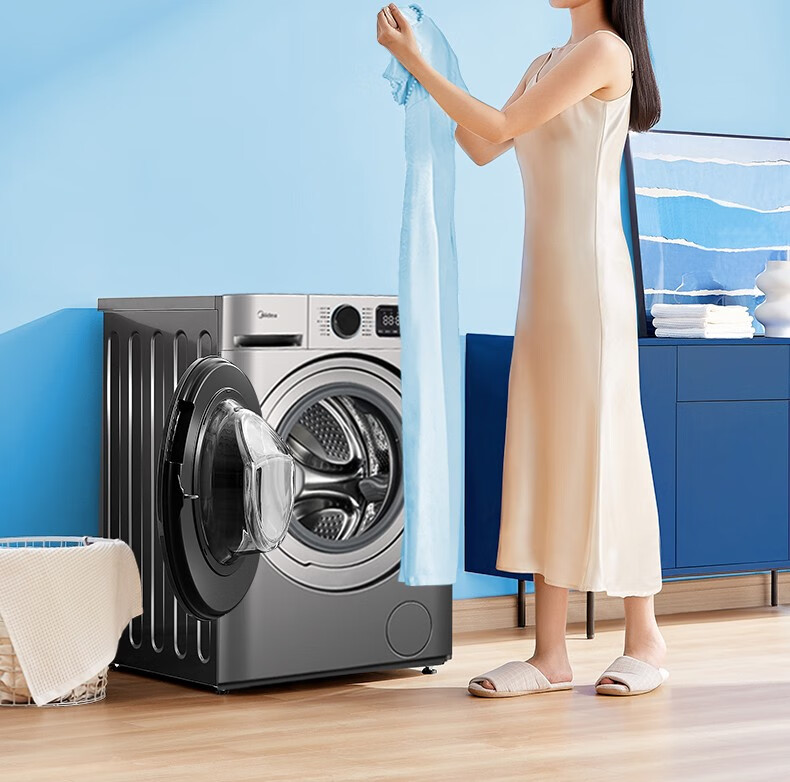 美的（Midea）洗衣机全自动洗烘一体 直驱变频羽绒服酒店商用洗衣机 MD100VT707WDY