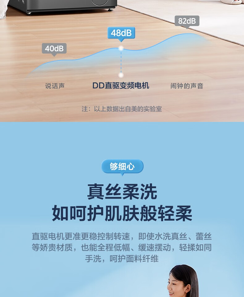美的（Midea）洗衣机全自动洗烘一体 直驱变频羽绒服酒店商用洗衣机 MD100VT707WDY