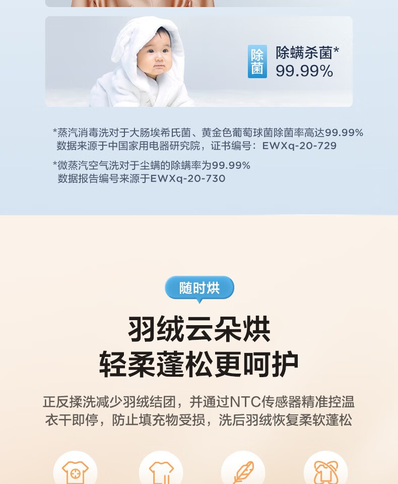 美的（Midea）洗衣机全自动洗烘一体 直驱变频羽绒服酒店商用洗衣机 MD100VT707WDY