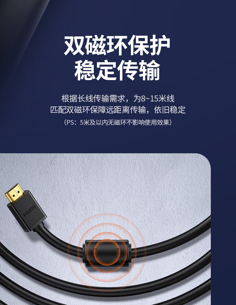 绿联 10135 HDMI转DVI转换线 DVI转HDMI 4K60Hz双向互转视频线 圆线 2米 两条装