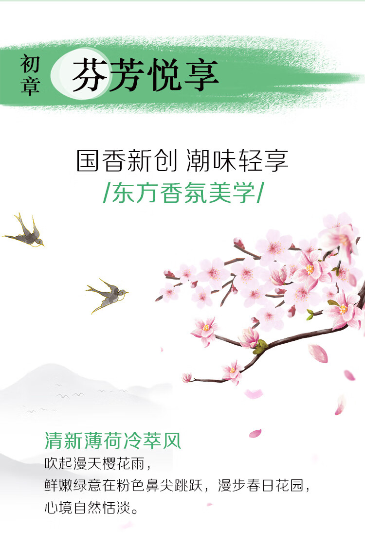 100年润发冷萃国风洗发露(薄荷觅知樱)350ml植萃净油蓬松
