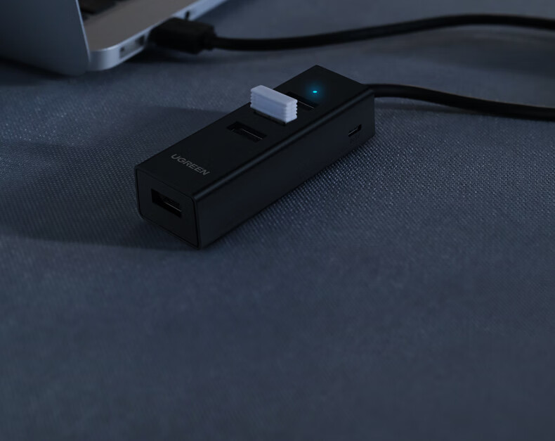 绿联 80335 USB分线器2.0 4口HUB集线器扩展坞 笔记本电脑一拖四转换器多接口延长线带供电口 1米