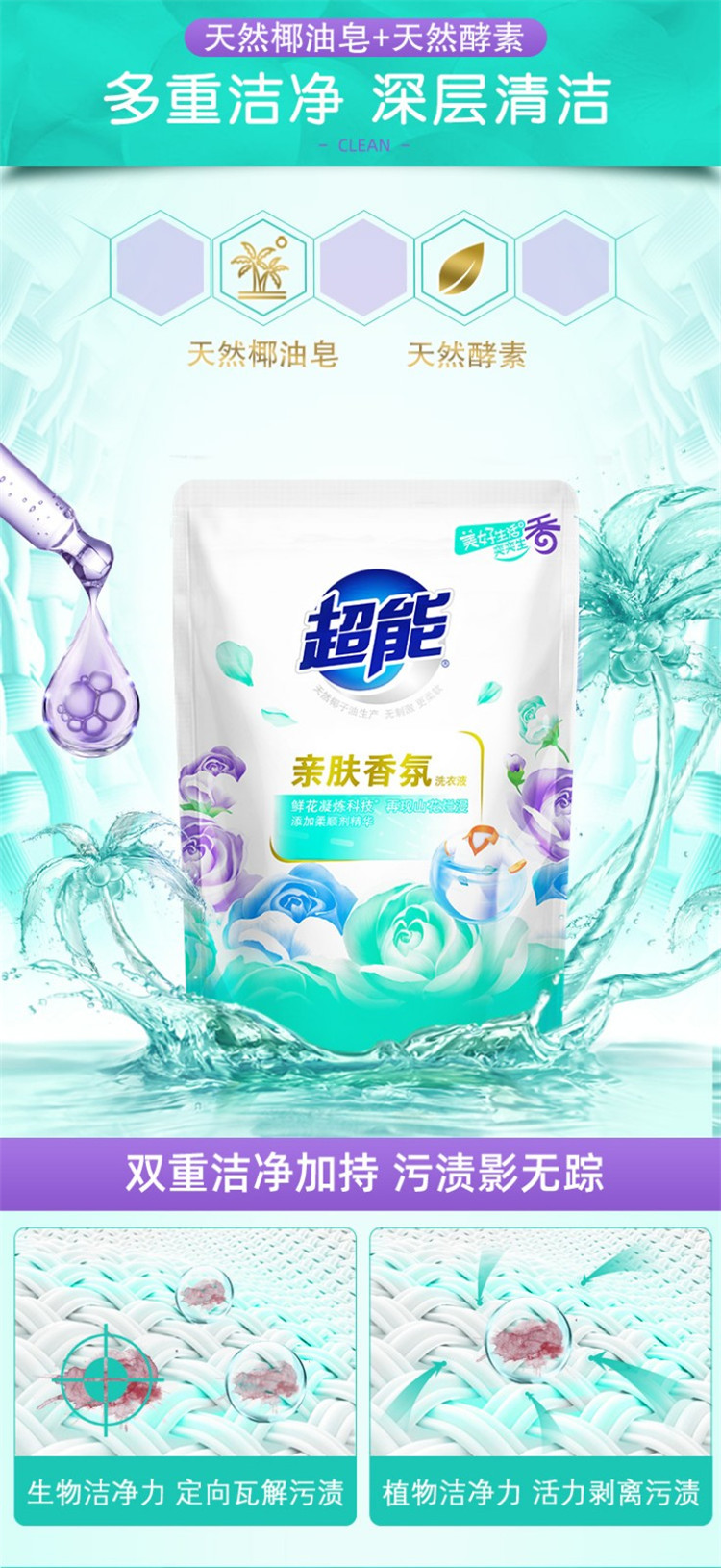 超能亲肤香氛洗衣液100g（百花齐放）2袋