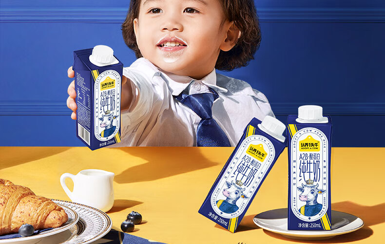 认养一头牛A2β-酪蛋白高端营养早餐奶纯牛奶250ml*10盒*2提