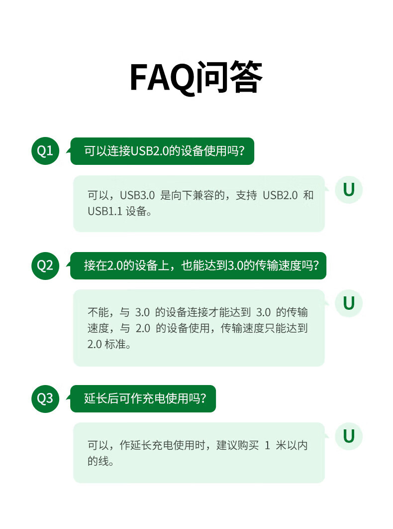 绿联 10323 USB2.0延长线公对母数据线 带信号放大器高速远距离传输 电脑鼠标键盘无线网卡打印机加长线 15米