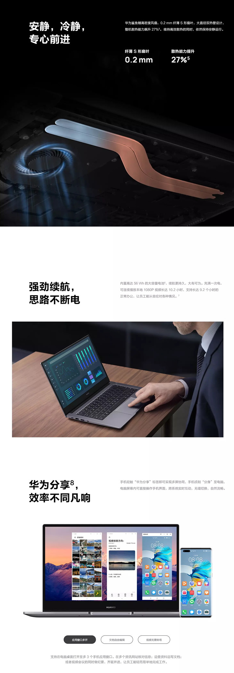 华为MateBook B3-420 14英寸 商务办公笔记本i5-1135G7/16G/512G深空灰
