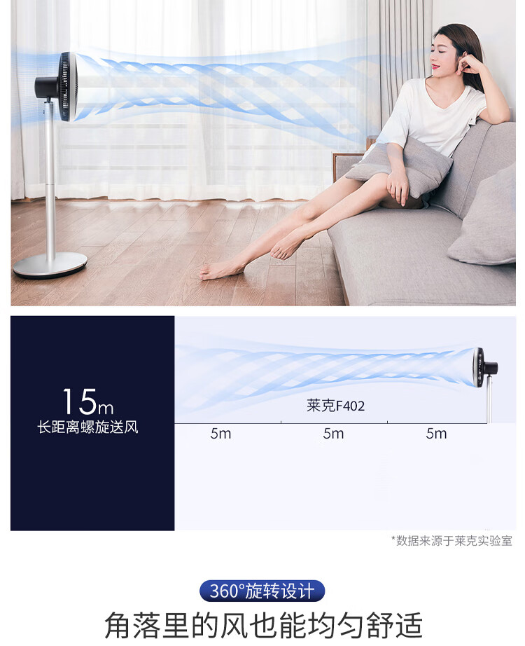 莱克（LEXY）F402智能空气调节扇 落地电风扇 空气循环扇 360摇头