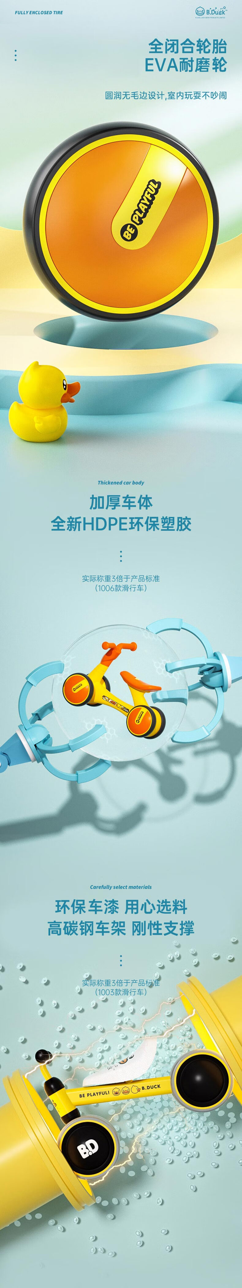 乐的儿童滑步车 平衡车无脚踏 宝宝四轮滑行学步车宝宝生日礼物童车溜溜车 1006小黄鸭