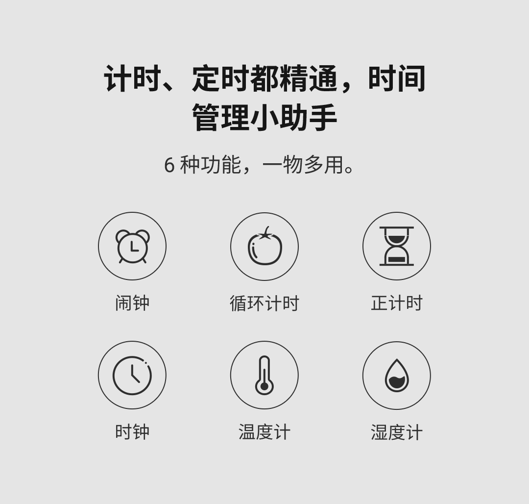 青萍（Qingping）蓝牙小钟 多功能闹钟时间管理计时器 桌面电子时钟 温湿度计支持米家智能联动 米色