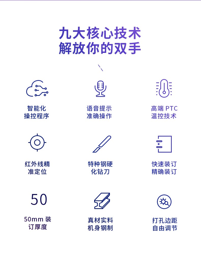 得力（deli）铆管 3858 全自动财务凭证装订机 档案打孔机 一键操作 配套铆管