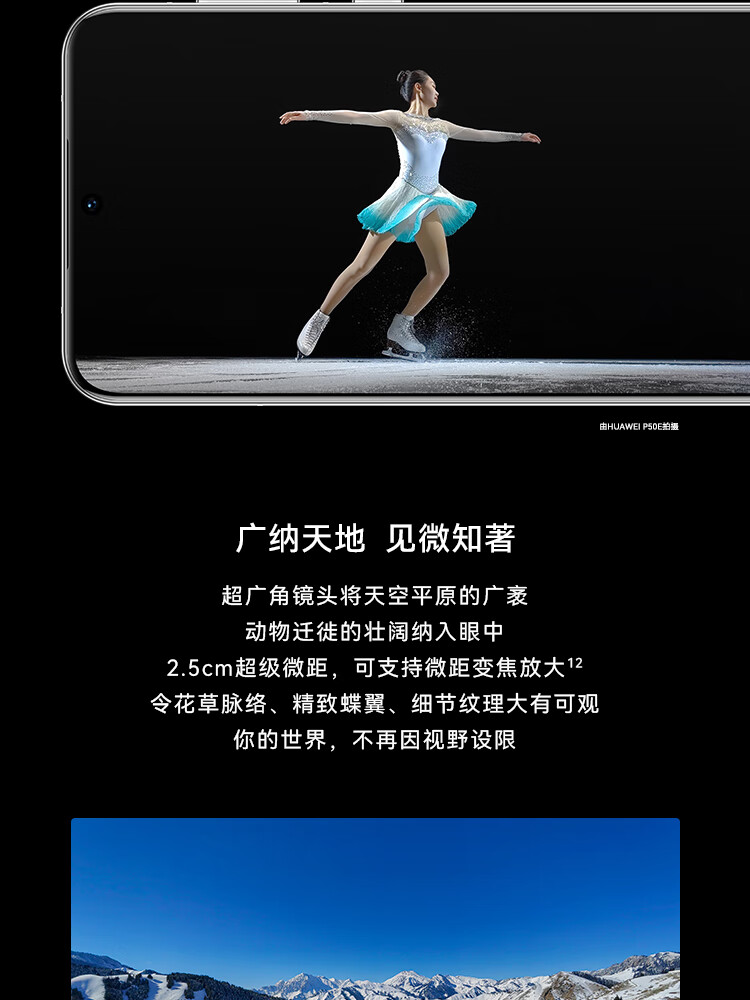 华为 P50E 万象双环设计 5000万超感光原色影像 超级变焦单元 66W快充 8GB+256GB曜金黑 华为手机