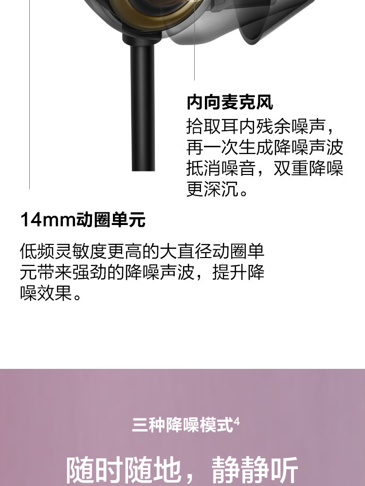 华为 FreeLace Pro 无线耳机/蓝牙耳机/运动耳机/智慧闪连快充/双重降噪耳机 晨曦白