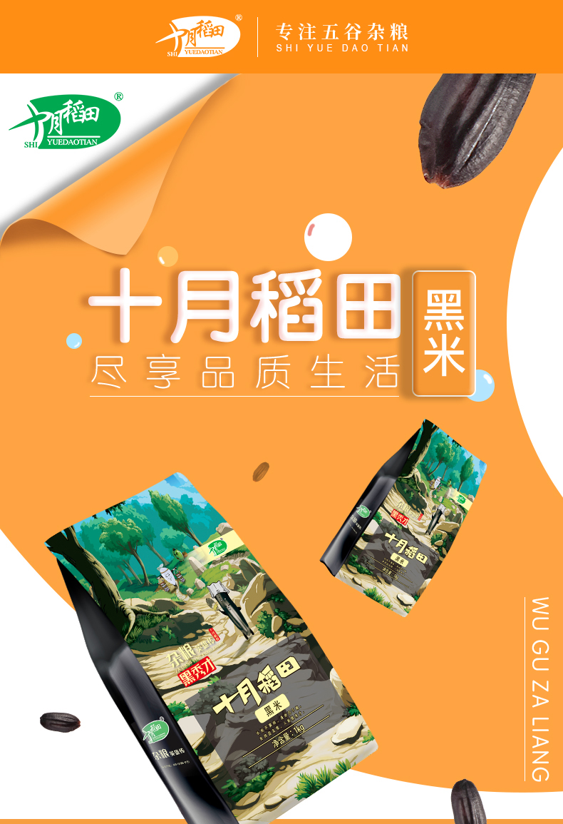 十月稻田黑米1kg