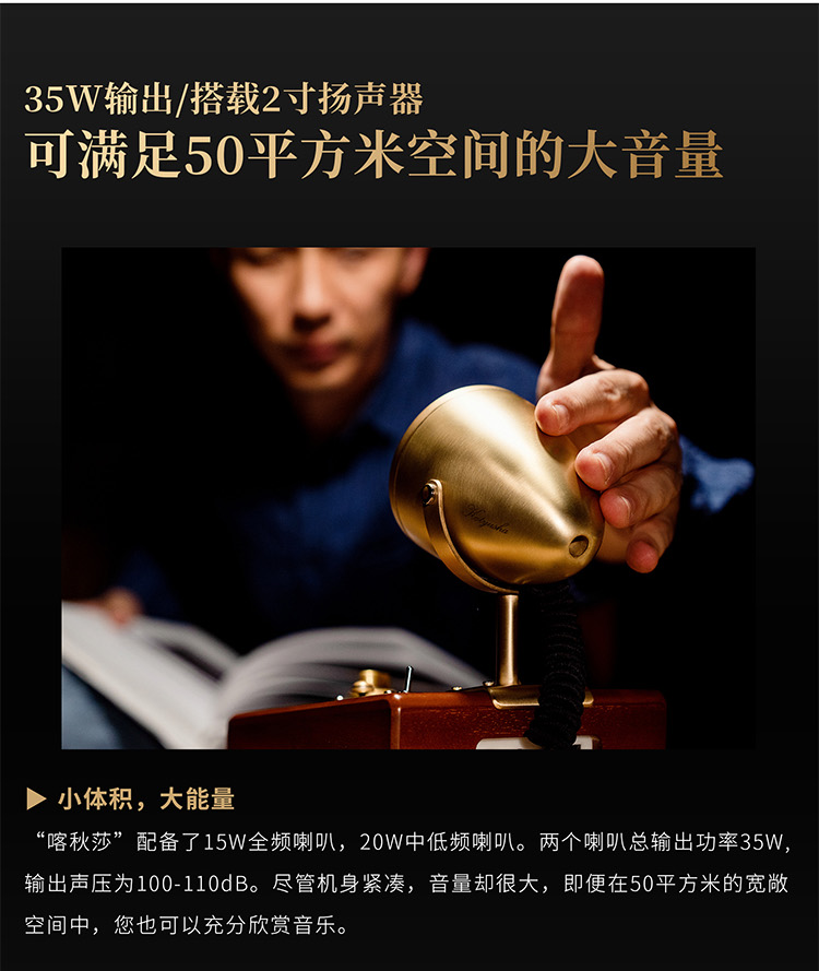 巫 喀秋莎 HiFi复古大功率蓝牙音响可调频功放家用大音量桌面音箱 木纹色（北上广三仓速发）