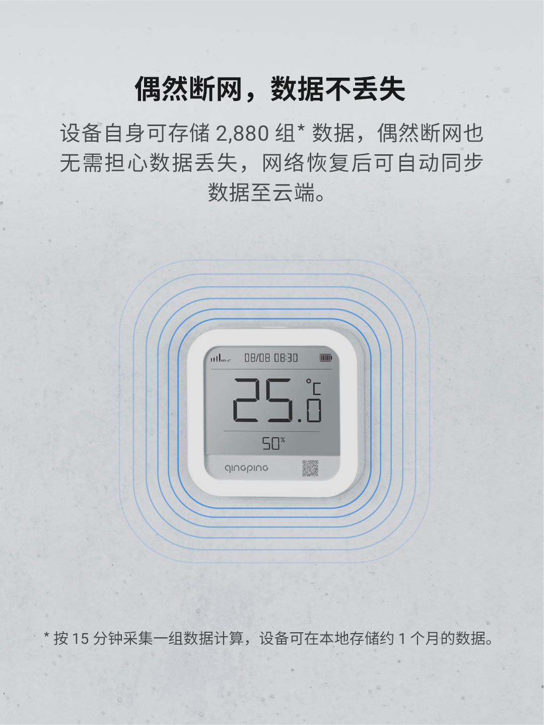 青萍（Qingping）商用电子温湿度计 工业高精度无线记录仪智能远程报警充电室内大棚 NB-IoT 移动无气压版