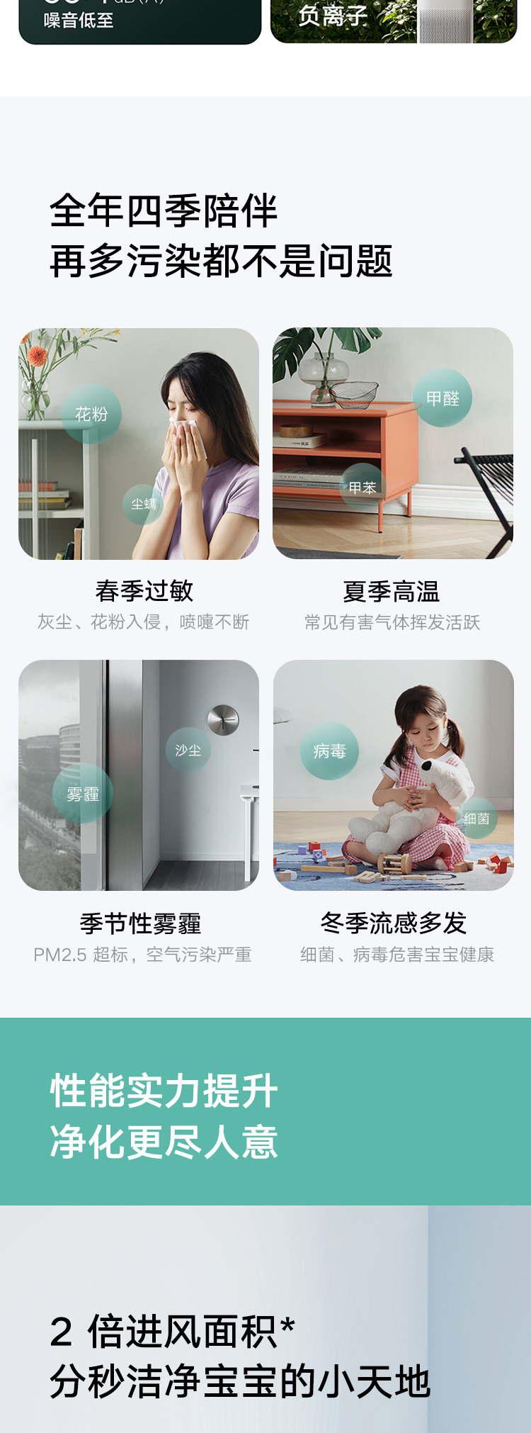 米家 小米空气净化器4Pro 家用除甲醛除菌除异味 清新负离子 低噪设计 经典爆款升级