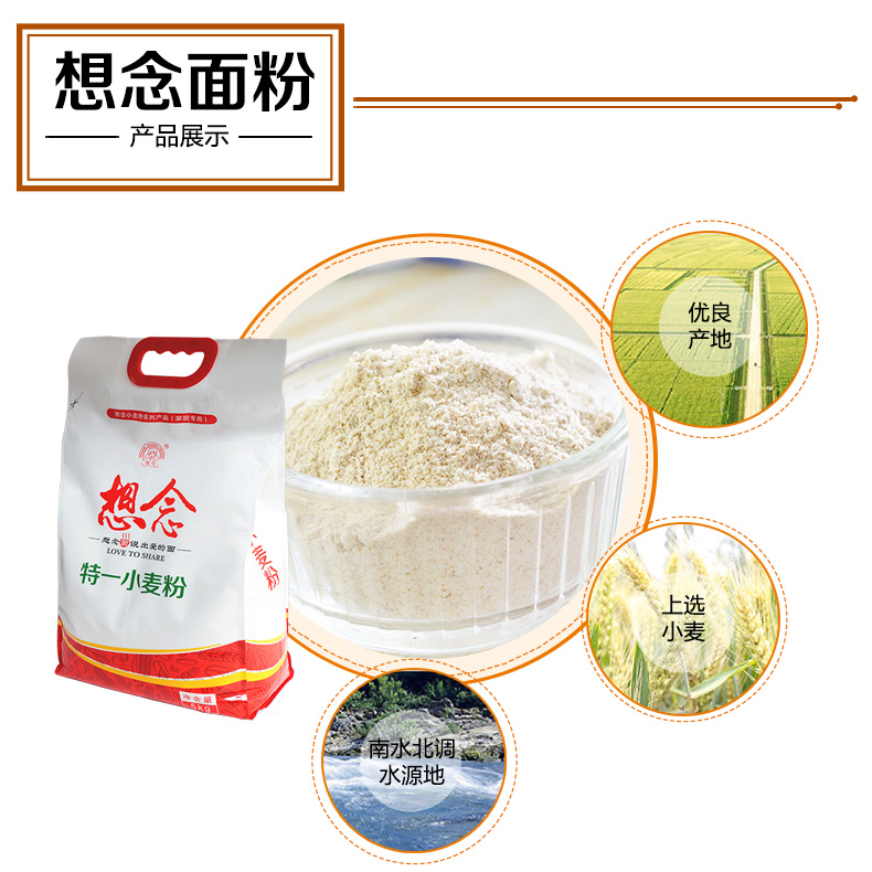 想念 面粉特一小麦粉 家用小麦粉10斤装包子馒头用中筋面粉5kg
