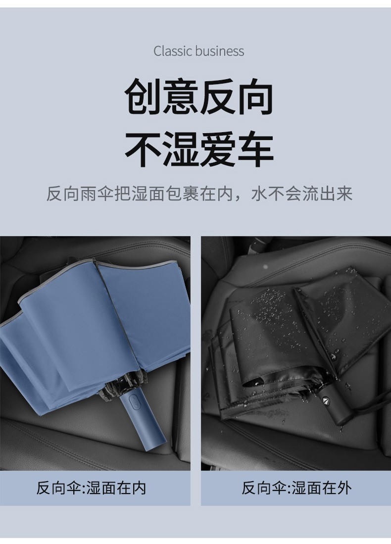 三极户外(Tri-polar)TP7027全自动晴雨伞遮阳遮光折叠太阳伞黑胶8K三折伞烟波蓝（自动）58*8k