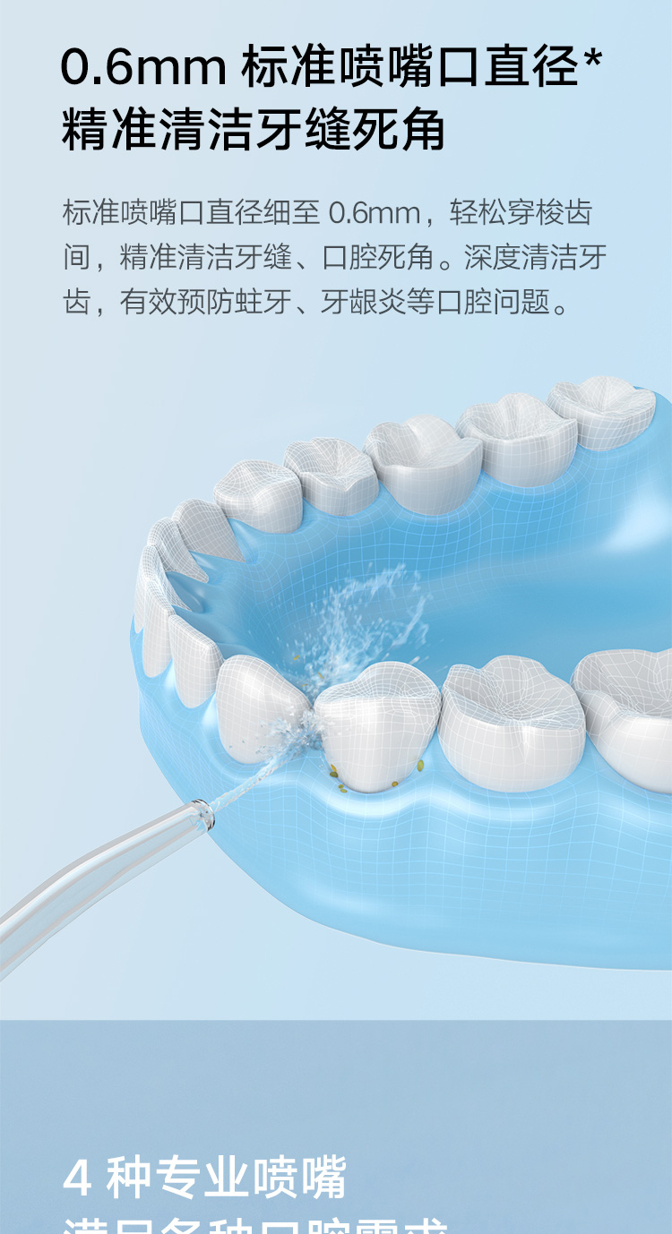 米家 小米电动冲牙器洗牙器美牙仪 高频脉冲水流 4档模式 4种专业喷嘴 45天续航