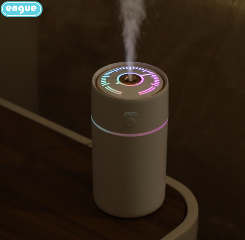 恩谷(engue)流光溢彩加湿器EG-020S 七彩灯光两档喷雾低噪运行断电保护 迷你便携白色