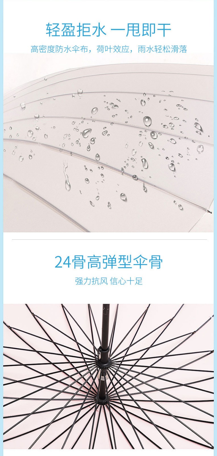 三极户外(Tri-polar)TP701724骨雨伞长柄雨伞广告伞双人伞直杆伞藏蓝色伞下直径115cm