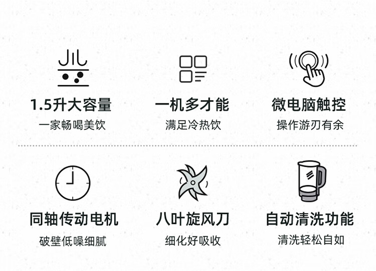 小熊（Bear）破壁机 多功能家用智能预约加热豆浆机 料理机 榨汁机 果汁搅拌机 辅食机 PBJ-C16G5小熊