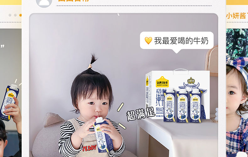 认养一头牛A2β-酪蛋白高端纯牛奶250ml * 10盒*2提