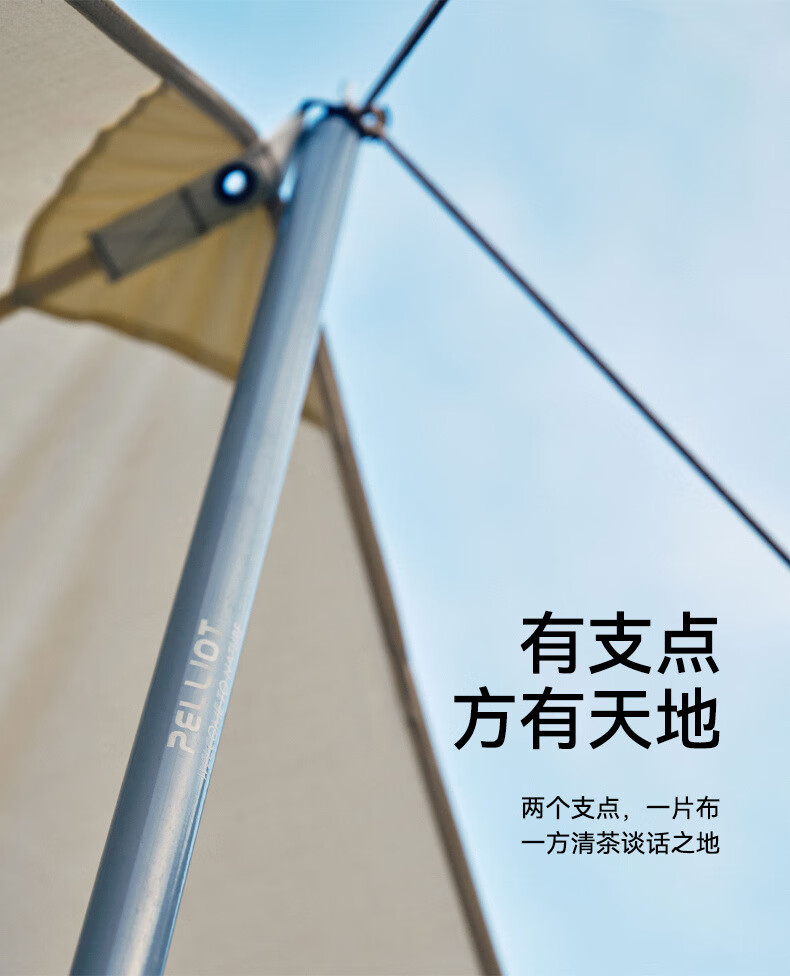 伯希和天幕杆户外露营铝合金天幕帐篷门厅支撑杆支架超轻 曜石黑2.8米