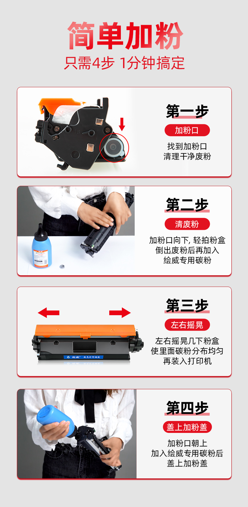 绘威CF230X大容量粉盒带芯片 适用惠普HP M203d M203dn M203dw M227d M227fdn M227sdn硒鼓 标签打印墨粉盒
