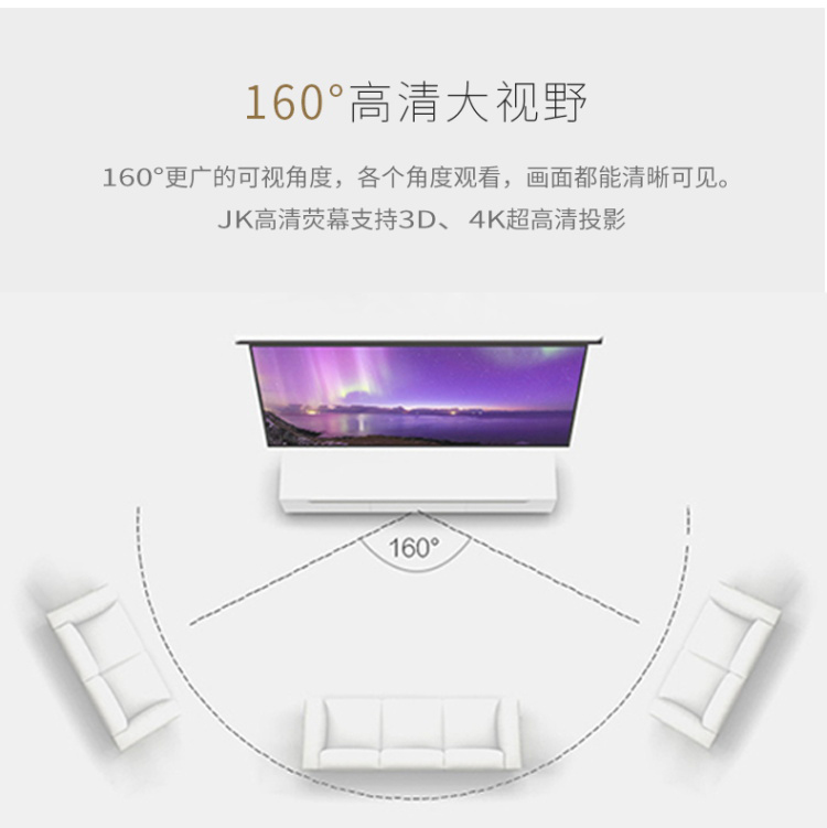 经科（JK）S1电动幕布 150英寸 4:3电动投影幕布 白塑投影机幕布 钢琴漆弧形外壳投影仪幕布（含遥控）