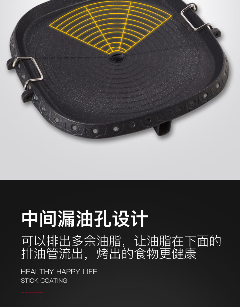 脉鲜烤肉烤盘卡式炉烧烤盘家用野炊烤肉盘方形不沾MG-201