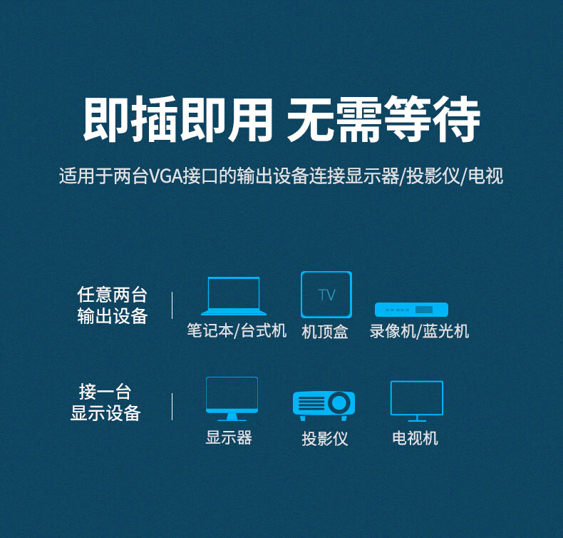 绿联 30711 VGA切换器2进1出 电脑视频切屏器二进一出分配器  接显示器VGA口共享屏幕 2进1出MM126