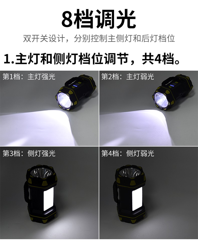 三极户外(Tri-polar)TP5044 强光带输出手提探照灯户外工作夜钓双头警示灯手电筒18.3*10.5*10.3cm黑色