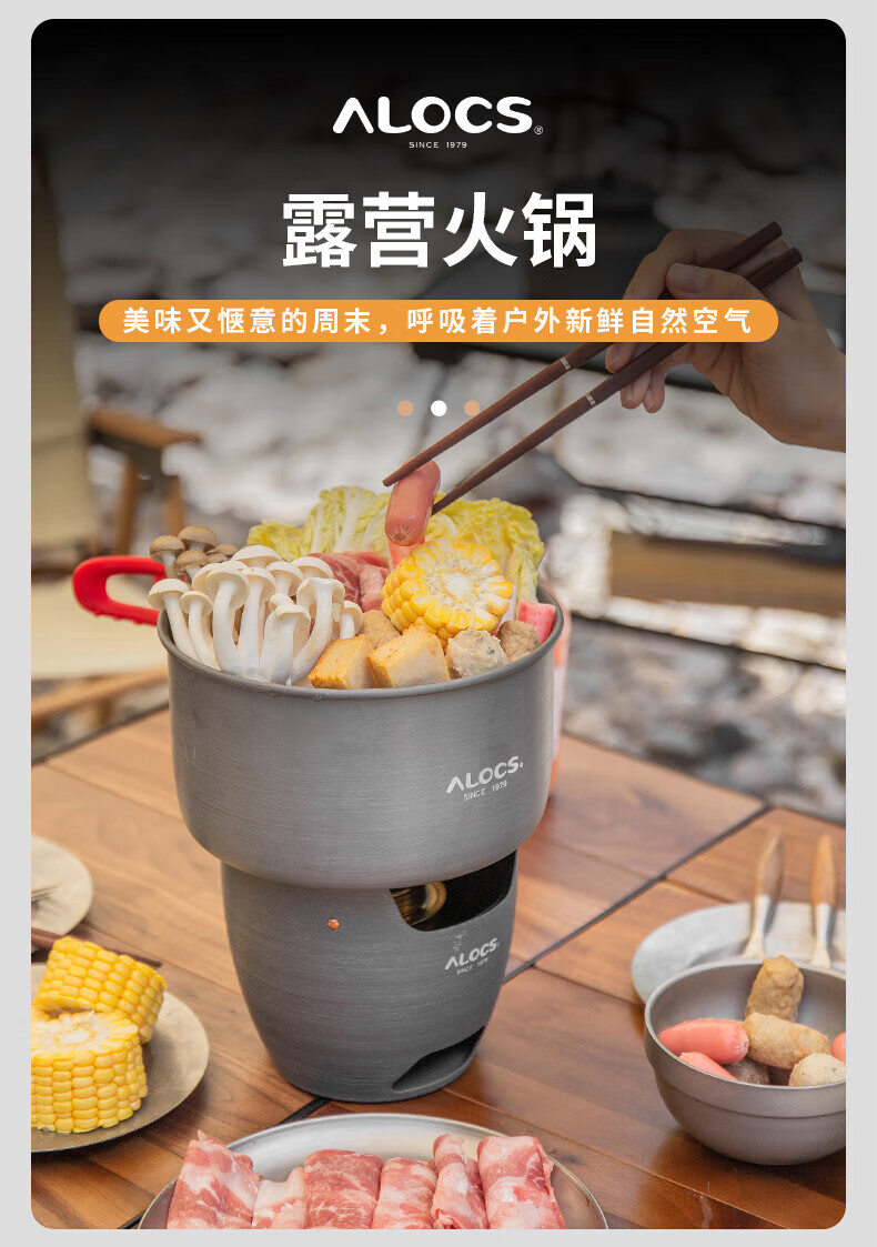 爱路客（ALOCS）酒精炉 户外炉具 轻量便携露营酒精炉头柴火木炭燃气多燃料可用炉子移动灶台围雪炉CS-B15S