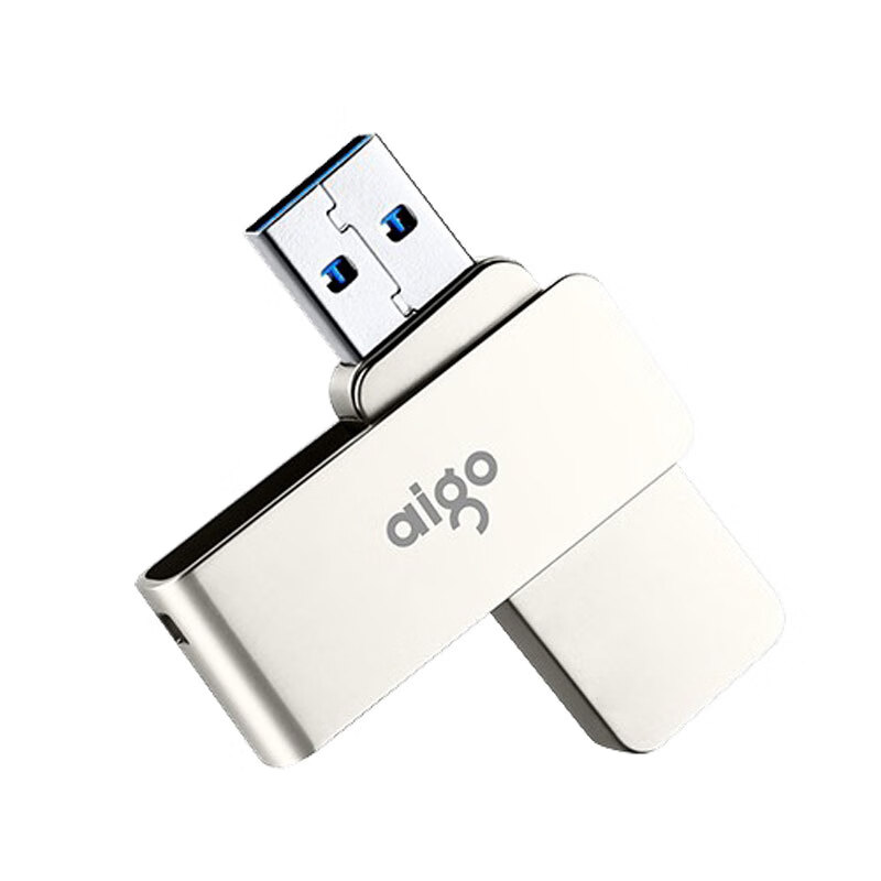 爱国者（aigo）128GB USB3.0 U盘 U330金属旋转系列 银色 快速传输