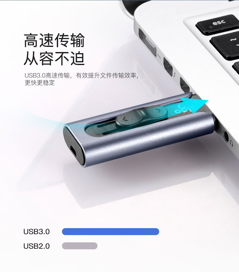 爱国者（aigo）U335 U盘 高速USB3.0 大容量金属迷你U盘 推拉伸缩商务学生优盘 32G