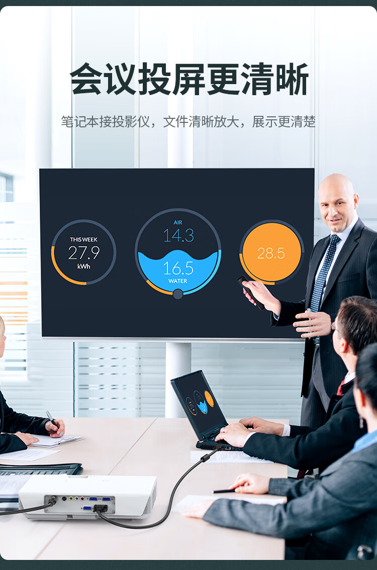 绿联 工程级VGA线 高清视频数据转接线 台式机笔记本电脑接显示器投影仪电视信号连接线3+6铜芯1.5米11630