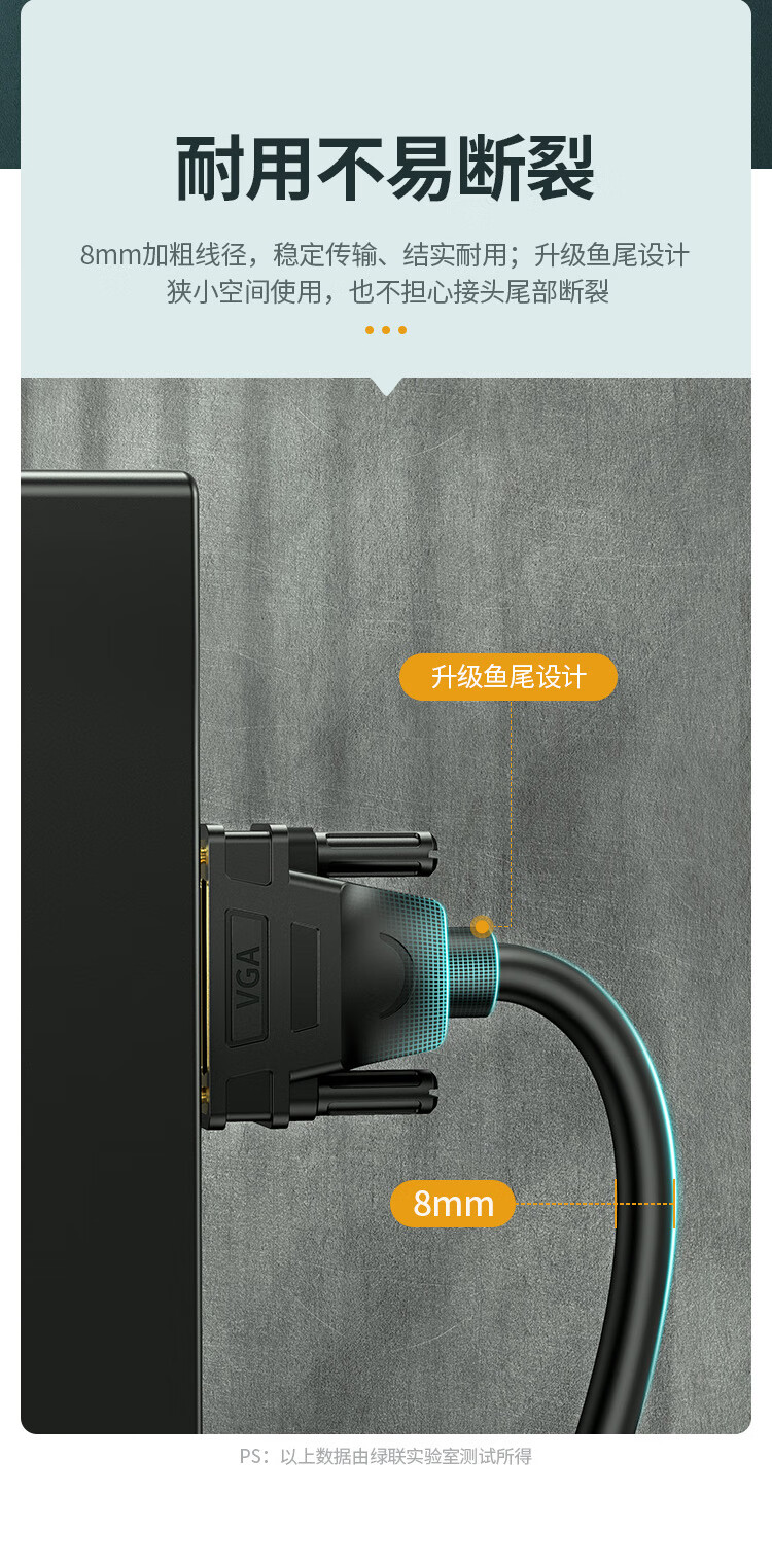 绿联 工程级VGA线 高清视频数据转接线 台式机笔记本电脑接显示器投影仪电视信号连接线3+6铜芯1.5米11630