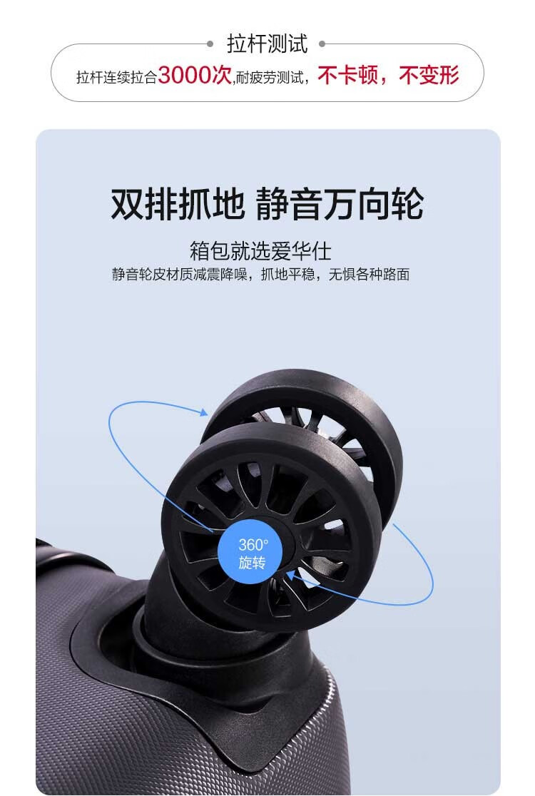 爱华仕OIWAS 行李箱拉杆箱轻便耐磨防刮飞机轮 可登机 蓝色6622-20英寸 标准版