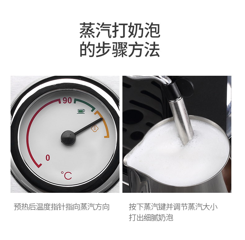 东菱（Donlim）咖啡机家用 意式20Bar高压萃取 可视化控温 蒸汽打奶泡 意式浓缩 DL-5700P