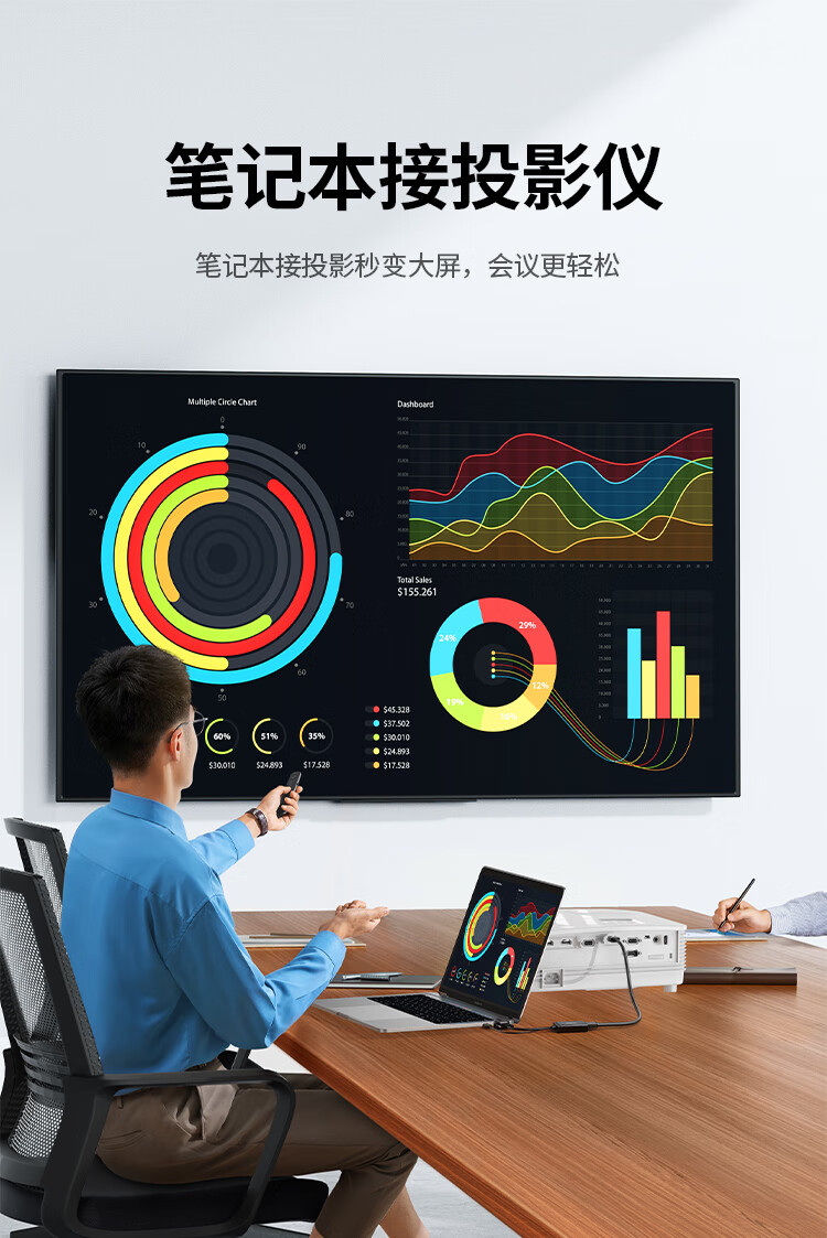 绿联 40213 VGA转HDMI线转换器带音频 高清视频转接头 适用电脑连接电视显示器投影仪 黑色 MM106