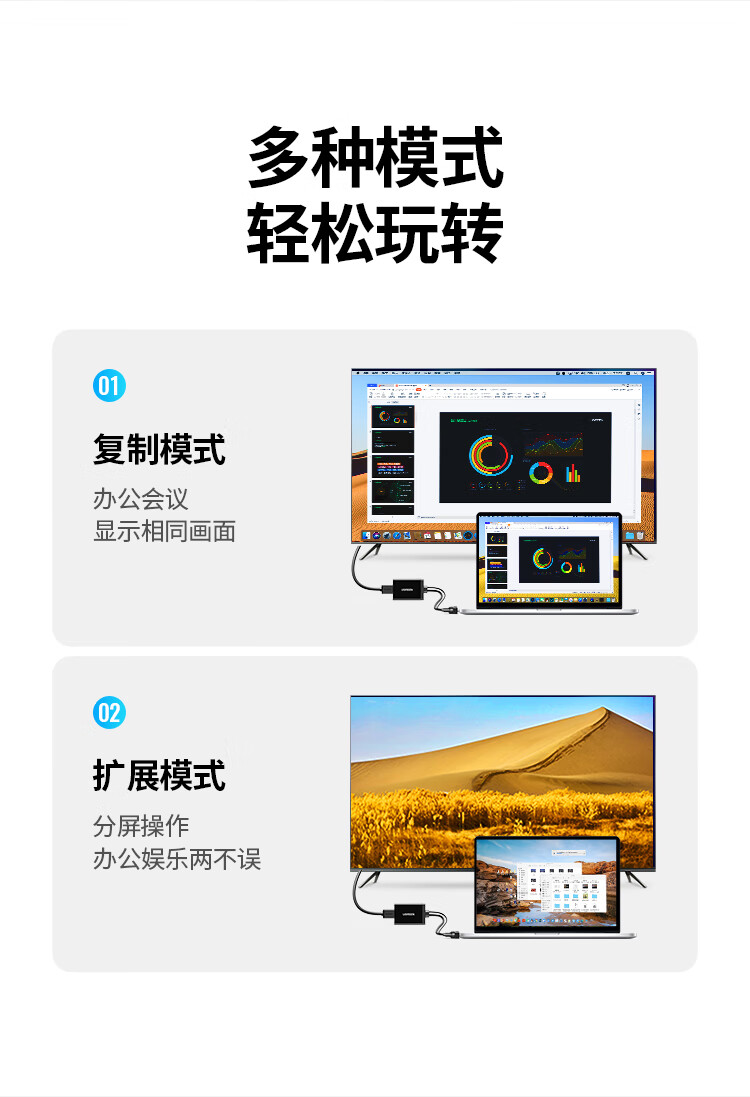 绿联 40213 VGA转HDMI线转换器带音频 高清视频转接头 适用电脑连接电视显示器投影仪 黑色 MM106