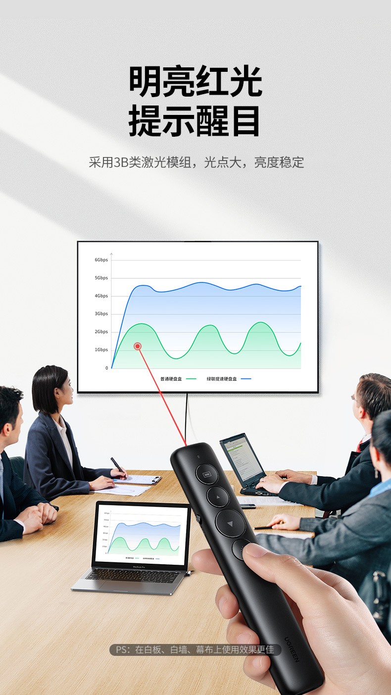绿联 激光笔LP479  PPT翻页笔红光 红光 Tpye-C充电款 90121 幕布投影仪无线遥控