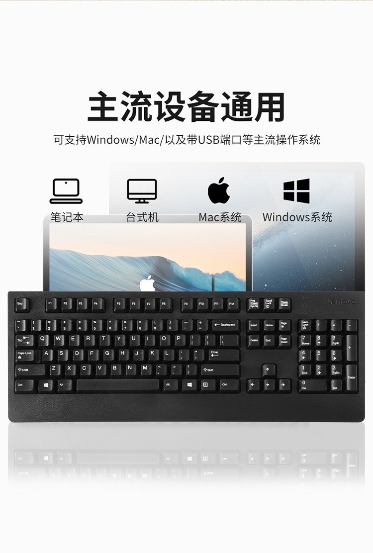 联想（Lenovo）标准USB有线键盘 家用办公电脑键盘 台式一体机笔记本外置键盘 4X30M86879