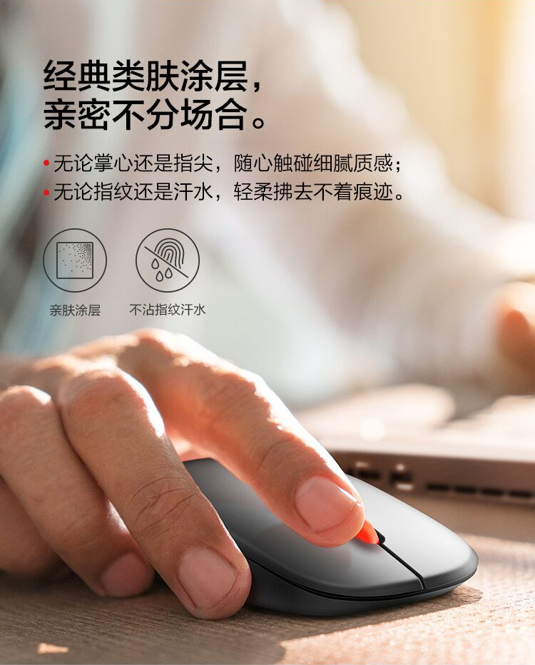 联想（Lenovo）ThinkPlus便携蓝牙商务鼠标 联想无线鼠标 4Y50Q90262 超薄便携款
